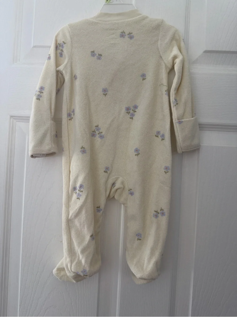 Carter's Cream Fleece Floral Footed One-Piece